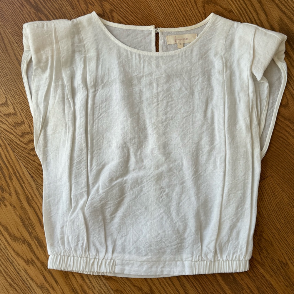 Fanco White Cropped Top with shoulder pads Size L